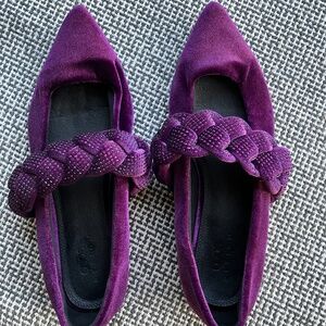 ASOS PURPLE VELVET BRAIDED BALLET FLATS